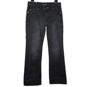 Affliction Jeans Black Cooper Relaxed Boot Gothic Fleur-de-Lis Cross Sz 34 X 34